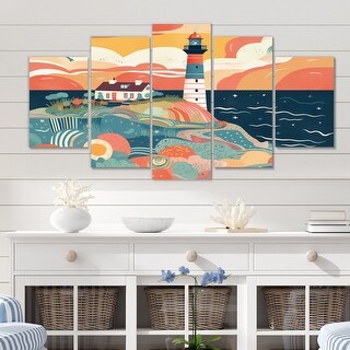 Designart "Coastal Lighthouse III" Coastal Multipanel Wall Art Living
